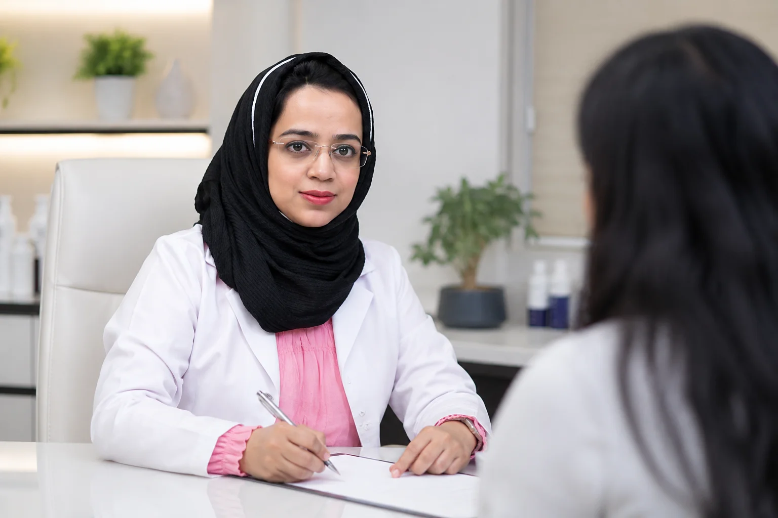 Hair Specialist in Roorkee Dr Hera Tabassum consulting a patient for hair loss treatment
